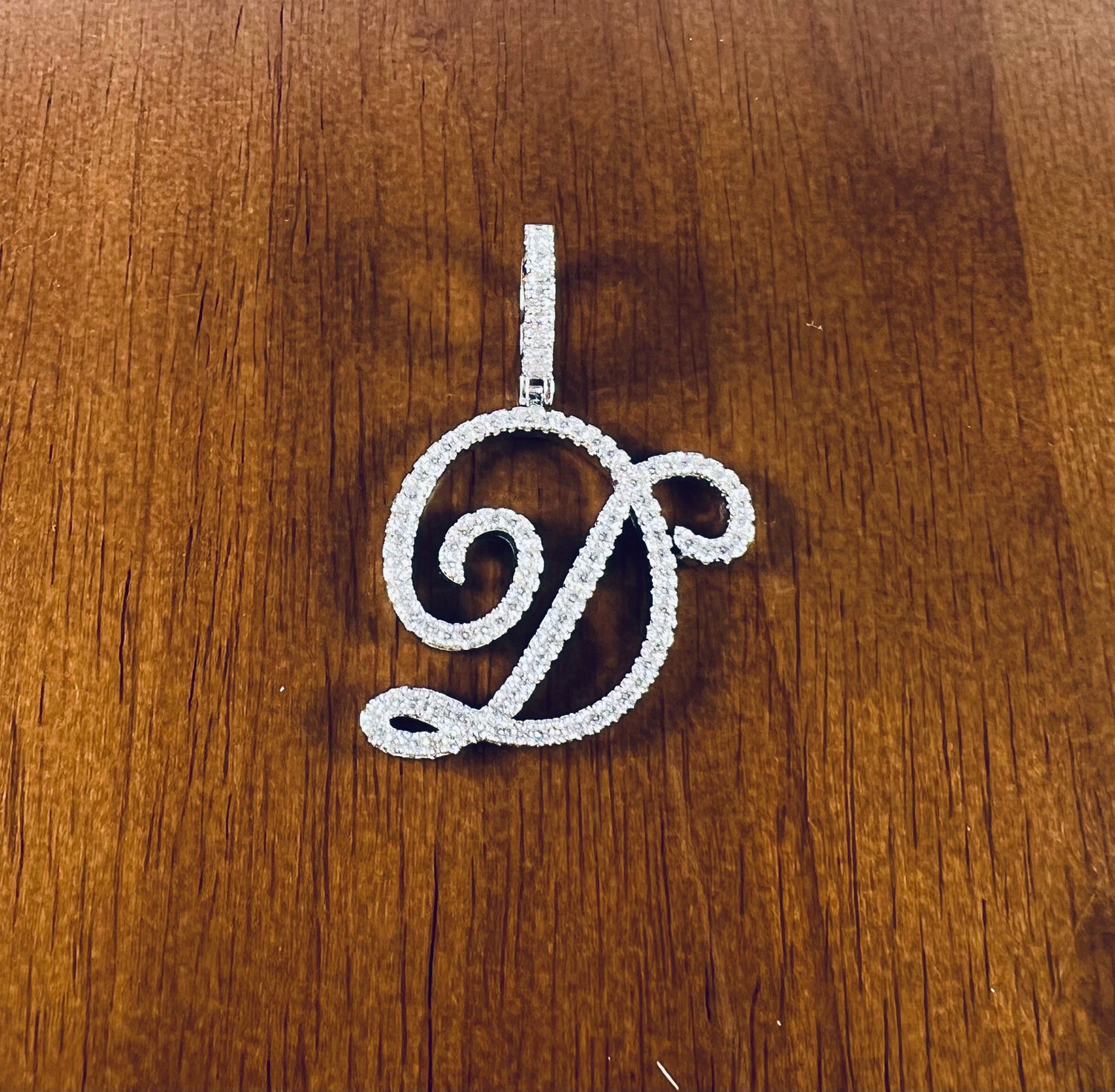Iced Out Script Letter Pendant – Copper CZ- Miles Jewellery
