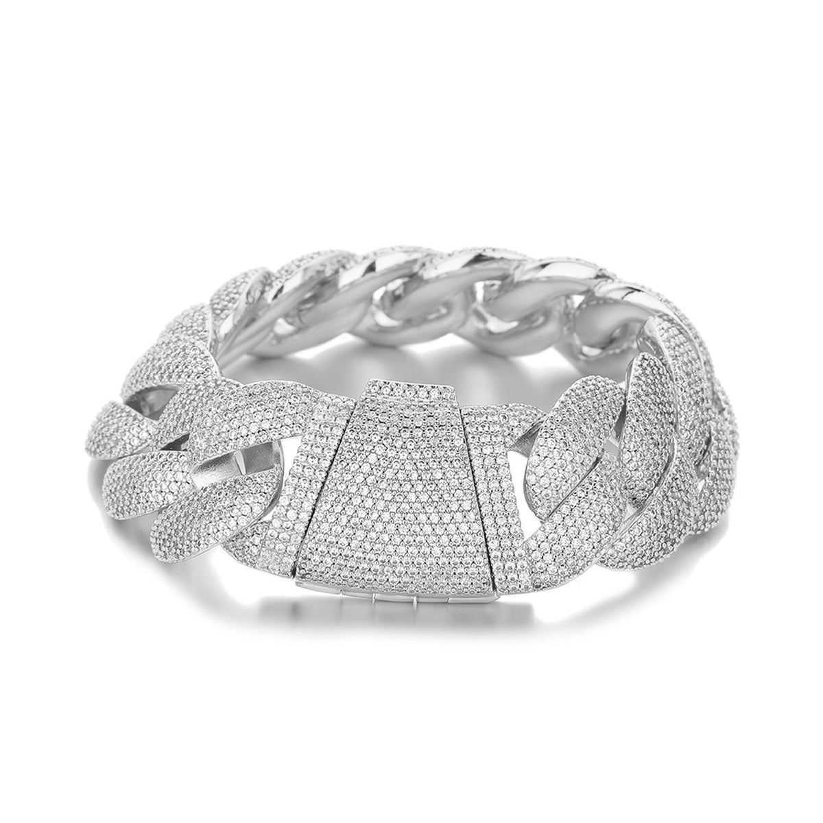 Silver iced Bubble Cuban link bracelet on white