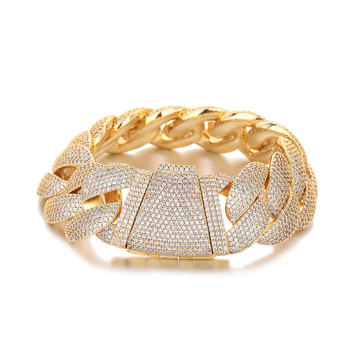 Gold iced Bubble Cuban link bracelet on white