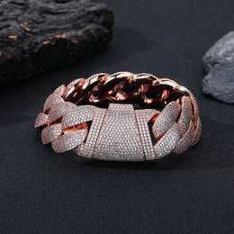 Rose Gold iced Bubble Cuban link bracelet on black stone
