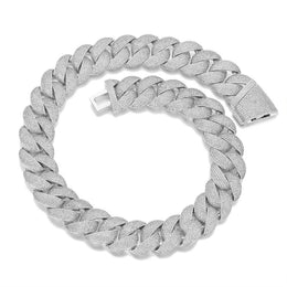 Silver iced Bubble Cuban link necklace on white