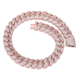 Rose Gold iced Bubble Cuban link necklace on white