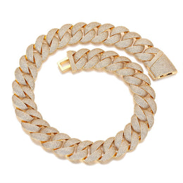 Gold iced Bubble Cuban link necklace on white