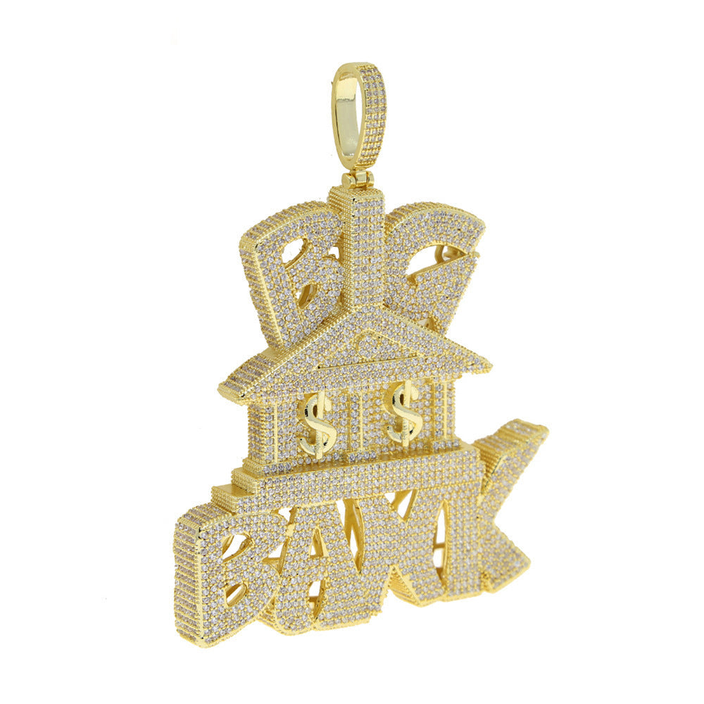 Iced Out BIG BANK Pendant Gold - Hip Hop Jewelry - Miles Jewellery