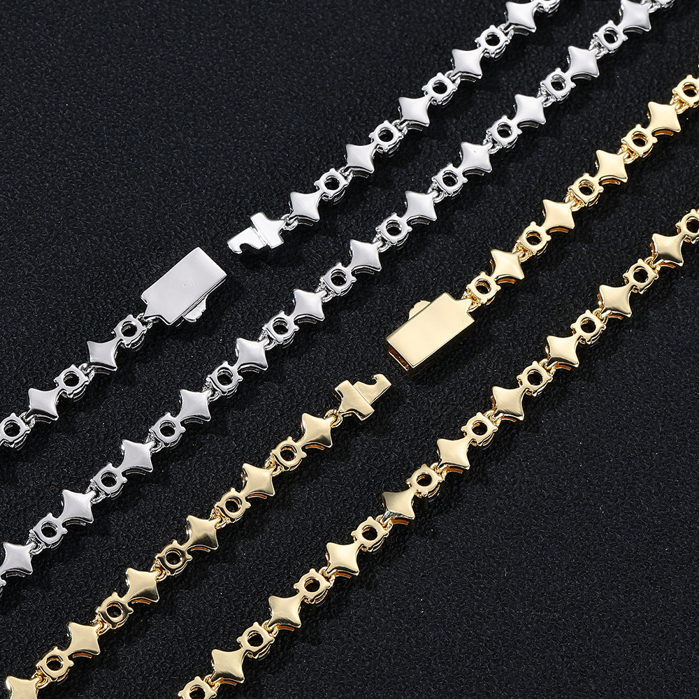 Reverse of Silver and Gold black stone star bracelet links and box clasps