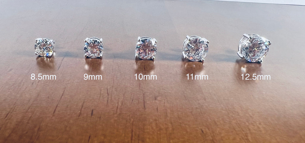 3-12.5mm Certifiable VVS1 Moissanite Stud Earrings