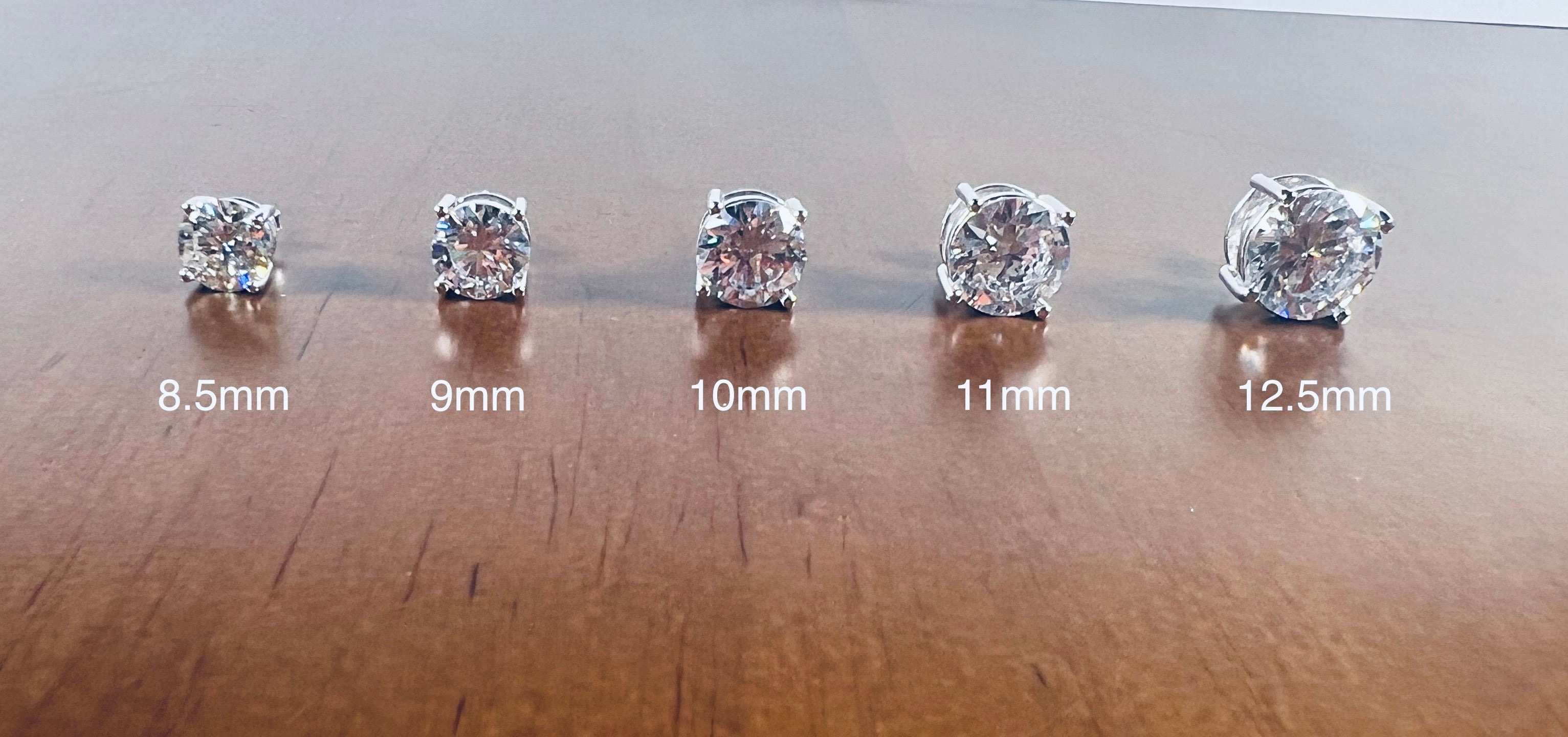 3-12.5mm Certifiable VVS1 Moissanite Stud Earrings