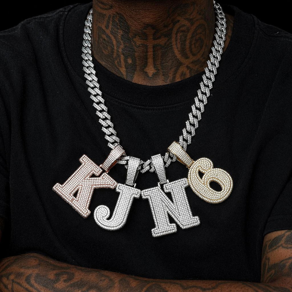 Iced Out Initial Number Pendant- Miles Jewellery