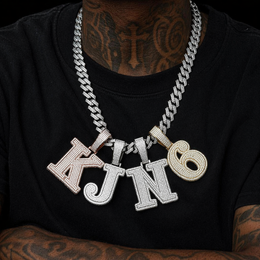 Iced Out Initial Number Pendant- Miles Jewellery