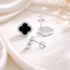 S925 Moissanite Clover Stud Earrings - Screw Back- Miles Jewellery