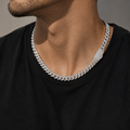 6mm iced Cuban chain with Cubic Zirconia stones silver