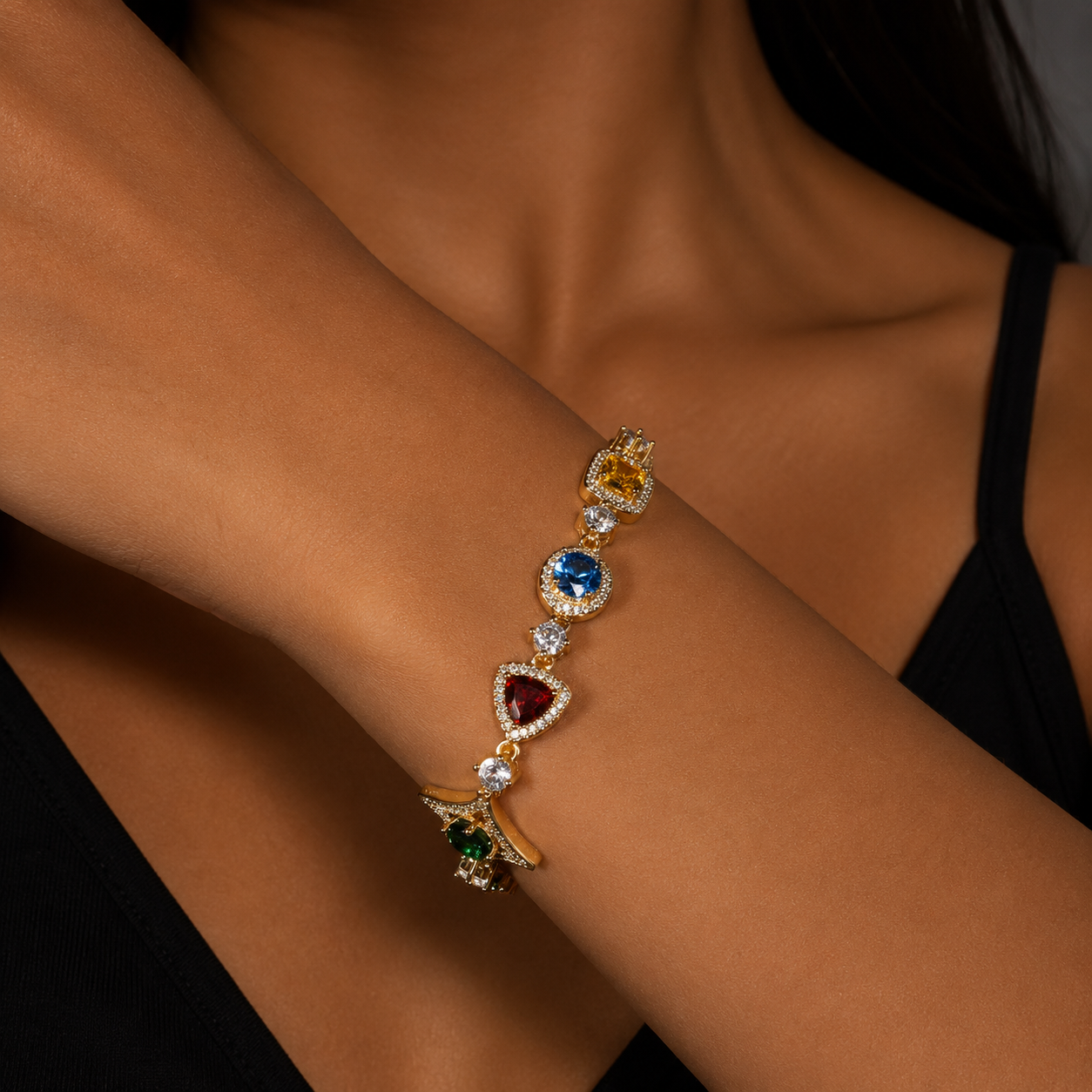 Iced Geometric Color Stone bracelet product view 4