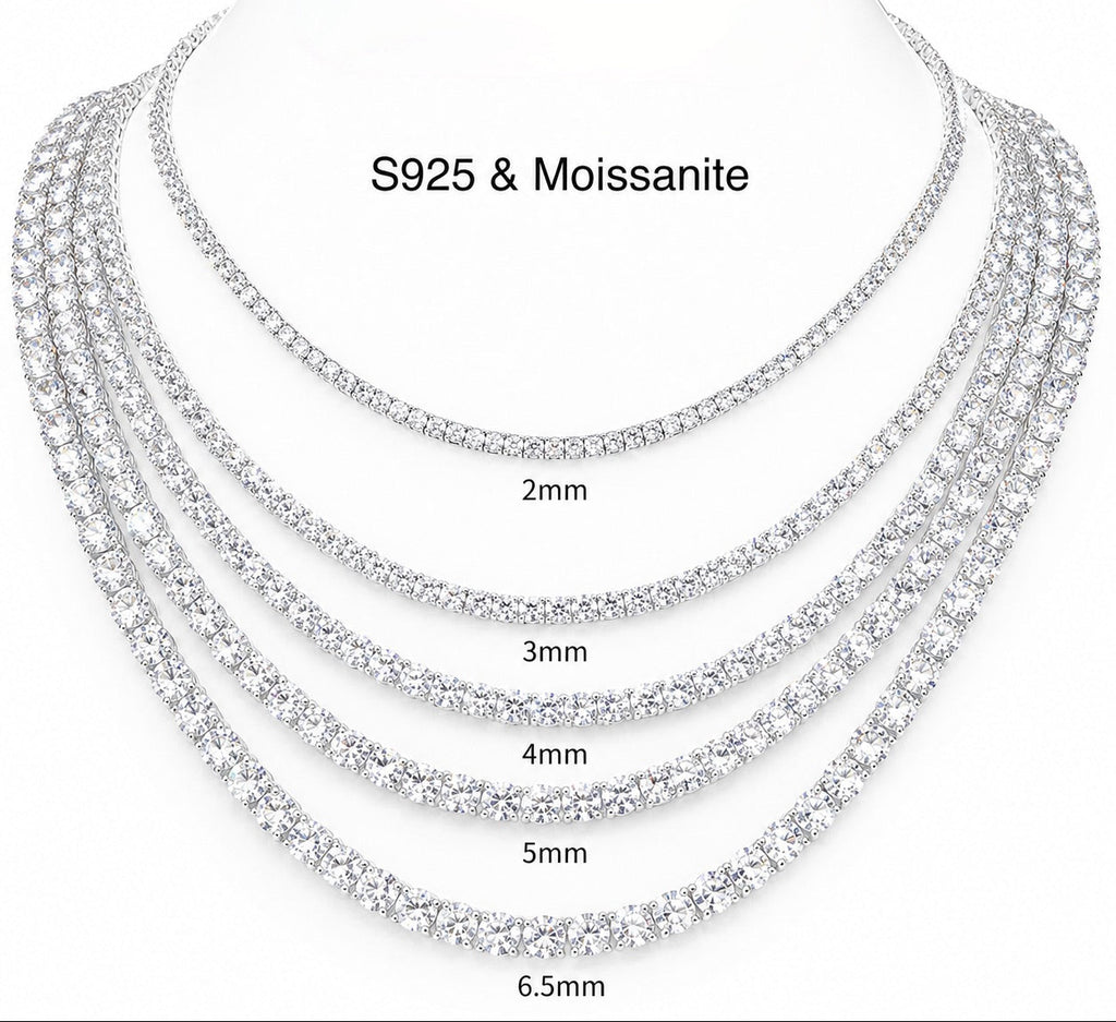 925 sterling silver vvs moissanite tennis chain - Milesjewellery