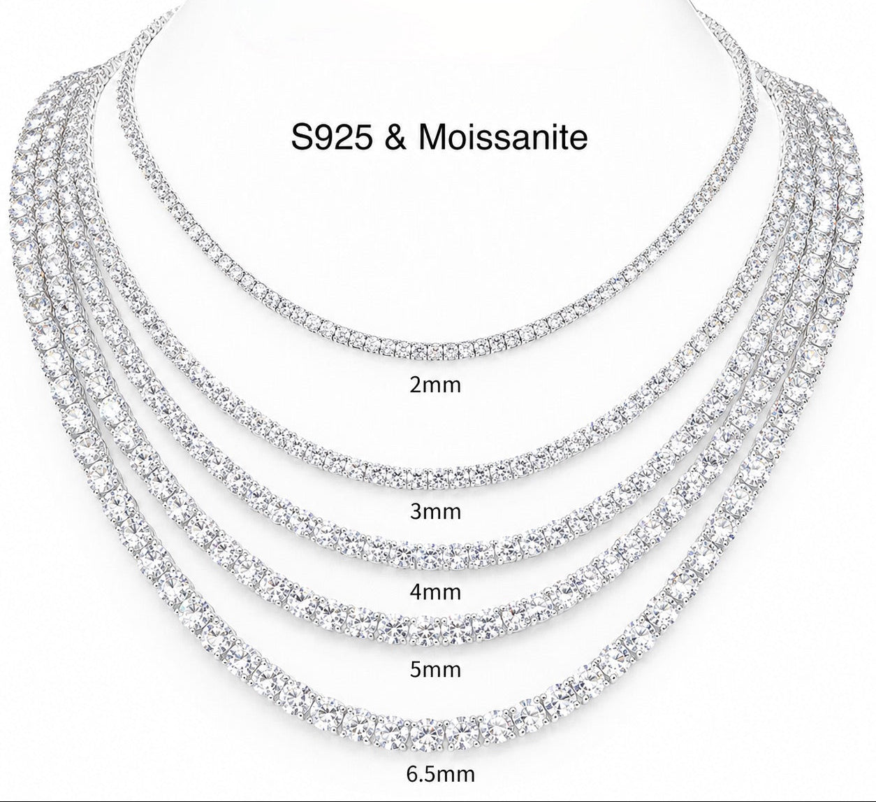 925 sterling silver vvs moissanite tennis chain - Milesjewellery