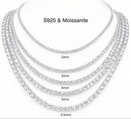 925 sterling silver vvs moissanite tennis chain - Milesjewellery