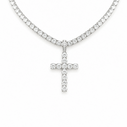 VVS Moissanite Cross Pendant 925 Sterling Silver -  Milesjewellery