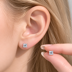Princess Cut Moissanite Stud Earrings – Classic Square Diamond Look