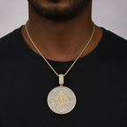 Iced Out Byzantine Cross Medallion Pendant