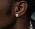 10mm Halo Moissanite Stud Earrings – Screw Back 925 Sterling Silver