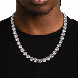 Model wearing a silver-tone round cubic zirconia tennis chain