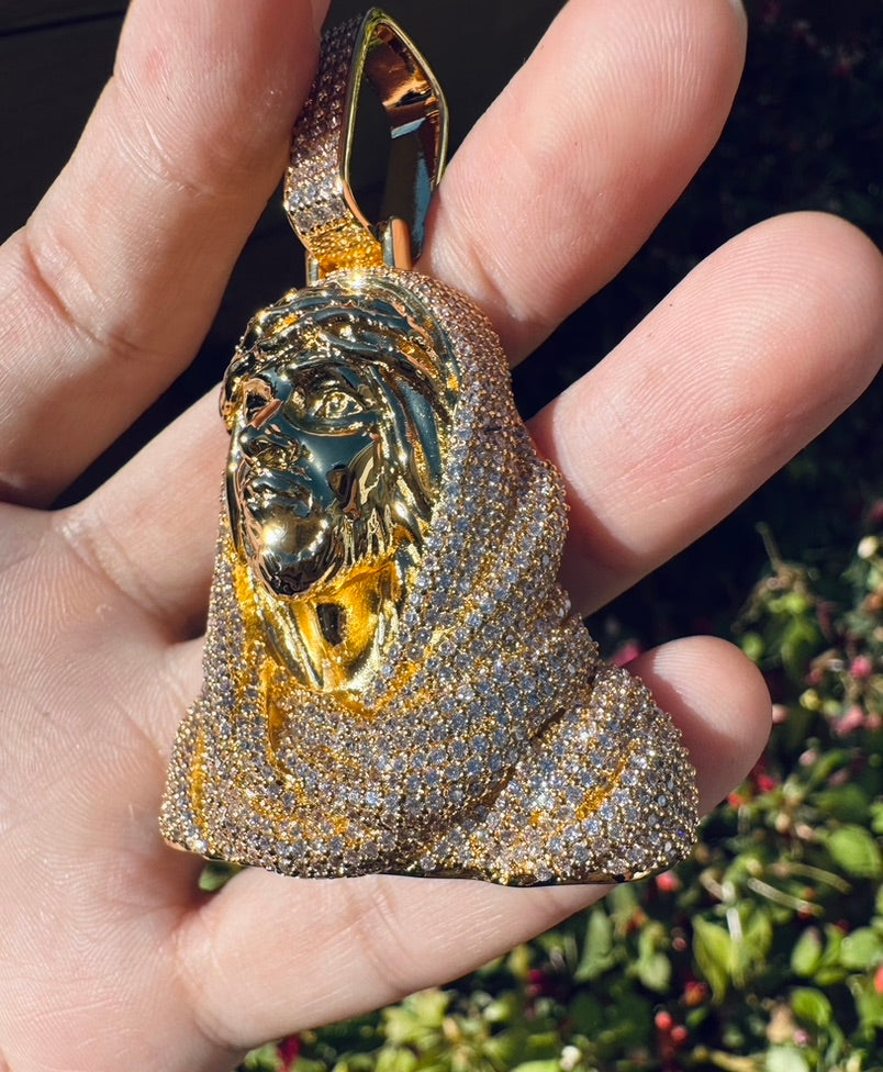 Iced Out 3D Jesus Bust Pendant- Miles Jewellery