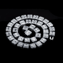 10mm Iced Out Square Link Necklace- Miles Jewellery