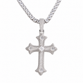 Moissanite gothic cross pendant in white gold finish