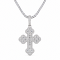Large gothic 925 silver moissanite cross pendant in silver