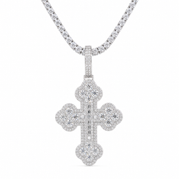Large gothic 925 silver moissanite cross pendant in silver