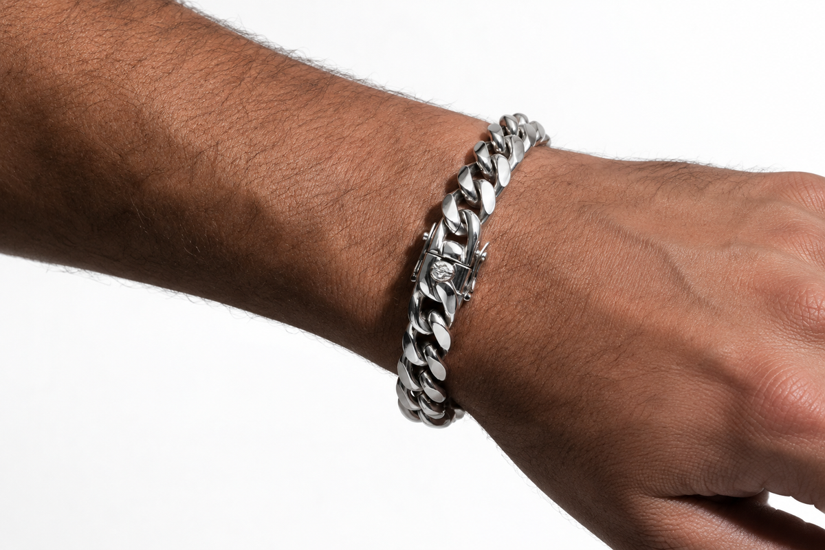 Silver Miami Stainless Steel Cuban Link bracelet