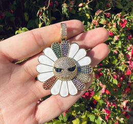 Rotating Iced Out Sunflower Pendant- Miles Jewellery