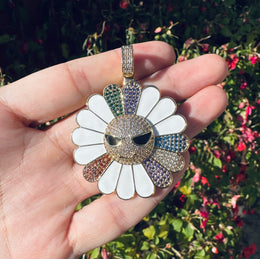 Rotating Iced Out Sunflower Pendant- Miles Jewellery