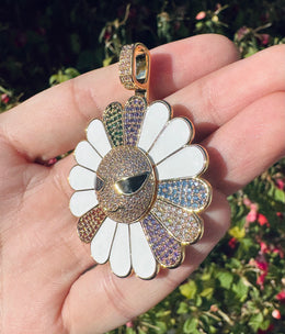 Rotating Iced Out Sunflower Pendant- Miles Jewellery