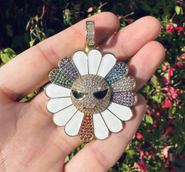Rotating Iced Out Sunflower Pendant- Miles Jewellery