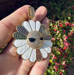 Rotating Iced Out Sunflower Pendant- Miles Jewellery