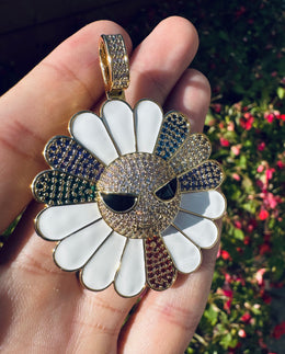 Rotating Iced Out Sunflower Pendant- Miles Jewellery