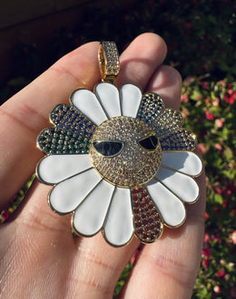 Rotating Iced Out Sunflower Pendant- Miles Jewellery