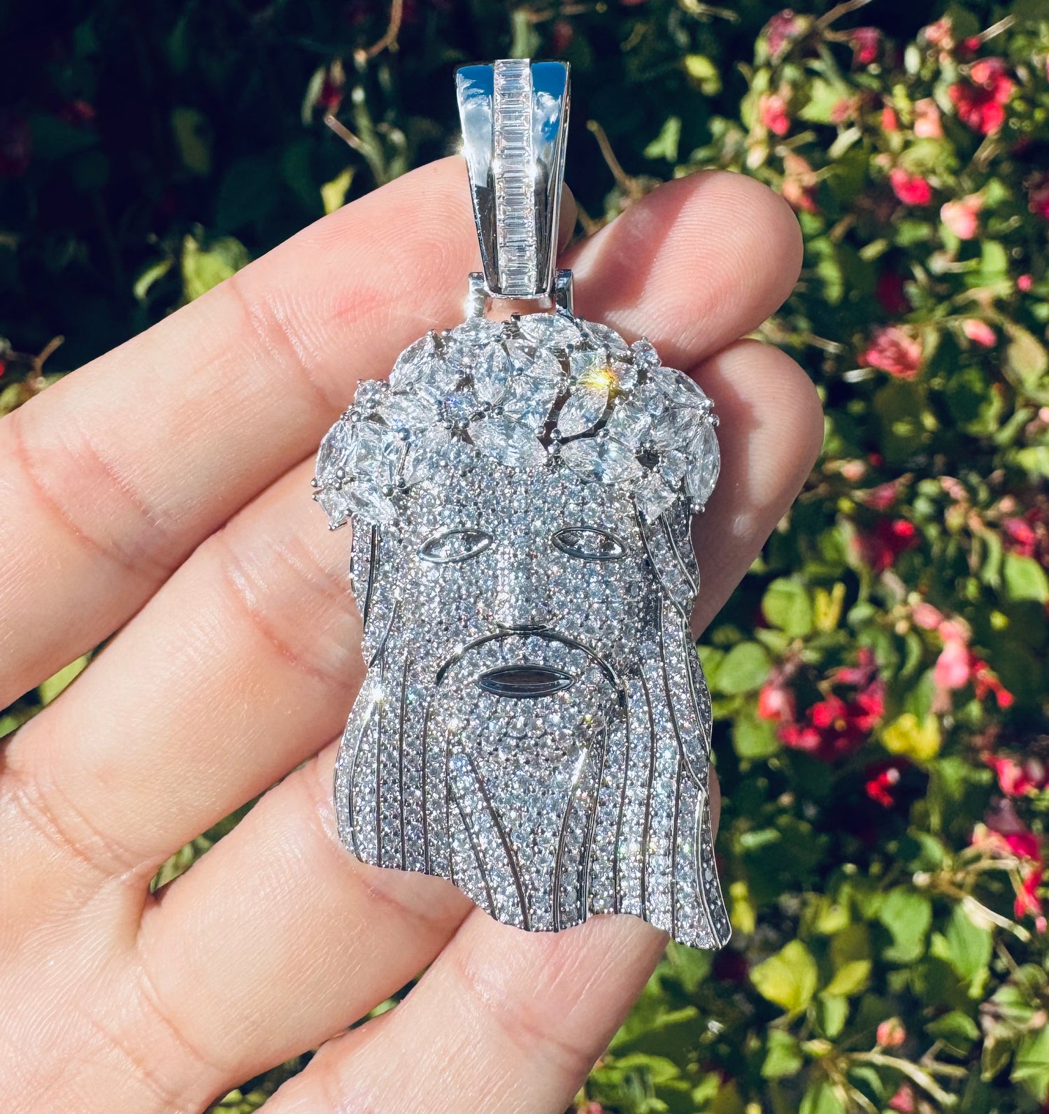 Iced Jesus Head Pendant- Miles Jewellery