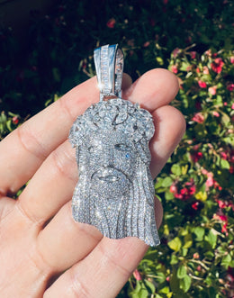 Iced Jesus Head Pendant- Miles Jewellery