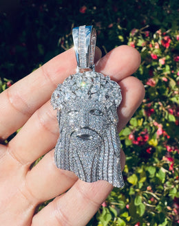 Iced Jesus Head Pendant- Miles Jewellery