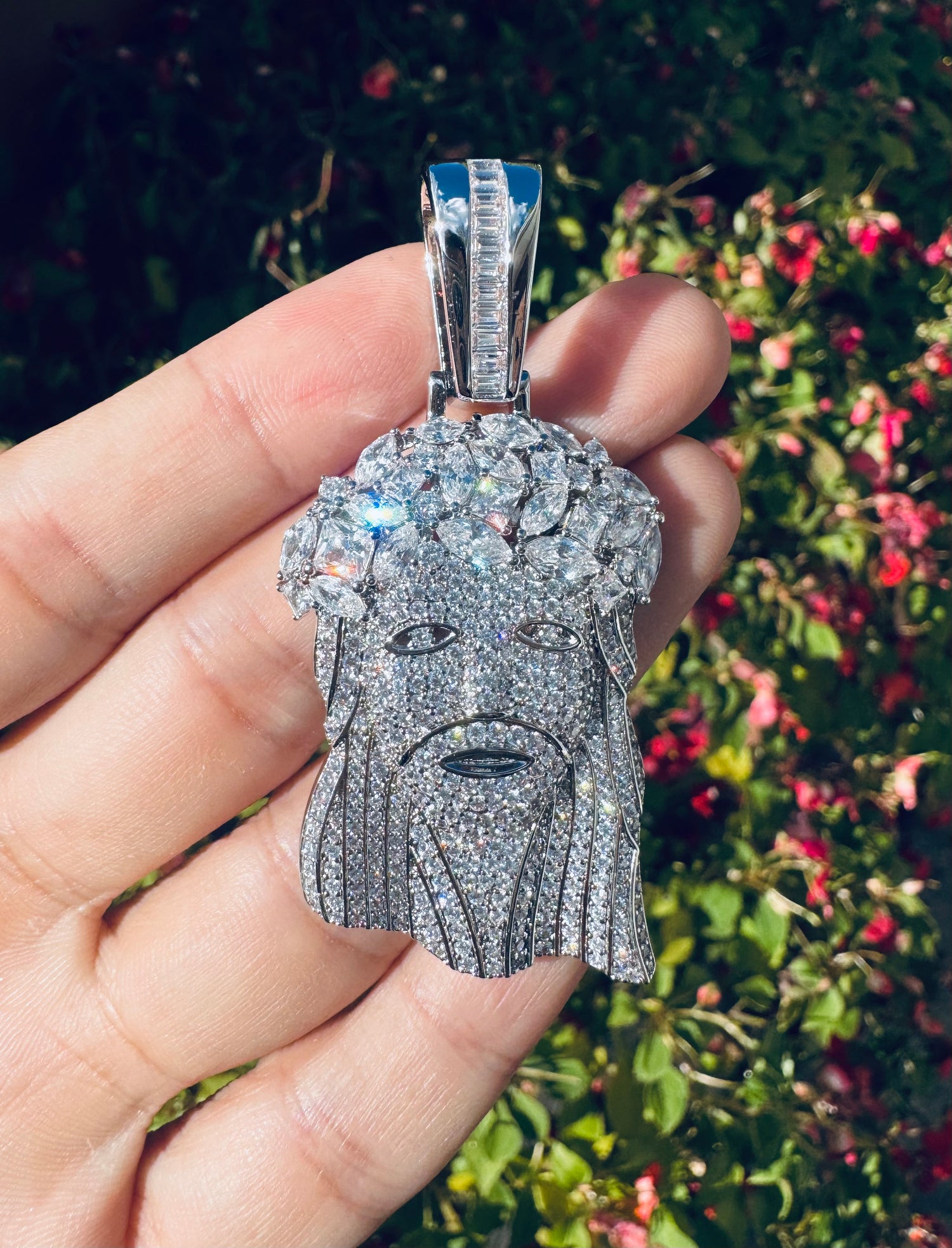Iced Jesus Head Pendant- Miles Jewellery