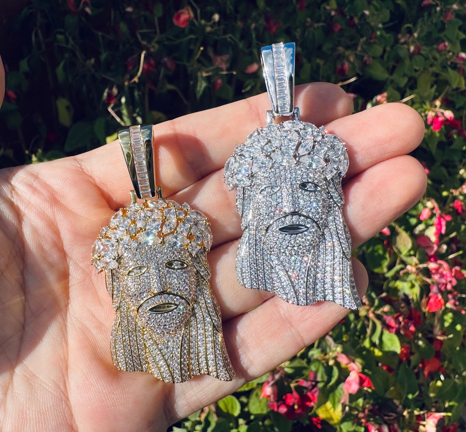 Iced Jesus Head Pendant- Miles Jewellery