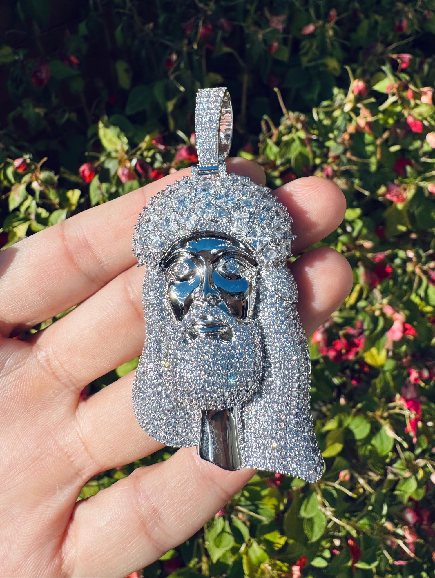 Iced Large Jesus Head Pendant- Miles Jewellery