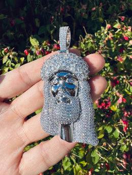 Iced Large Jesus Head Pendant- Miles Jewellery