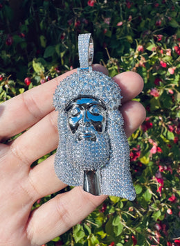 Iced Large Jesus Head Pendant- Miles Jewellery