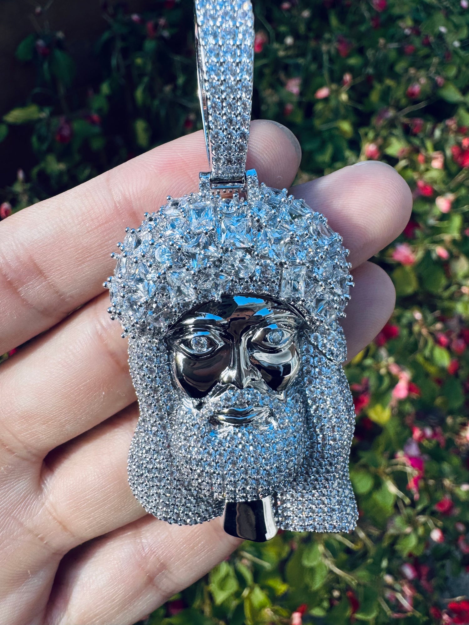 Iced Large Jesus Head Pendant- Miles Jewellery