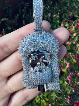 Iced Large Jesus Head Pendant- Miles Jewellery
