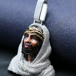 Iced Out 3D Jesus Bust Pendant - Enamel Finish product image 3