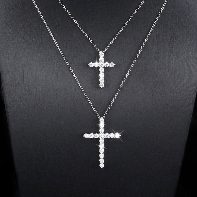 Moissanite Cross Pendant Necklace- Miles Jewellery
