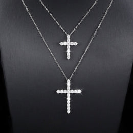 Moissanite Cross Pendant Necklace- Miles Jewellery